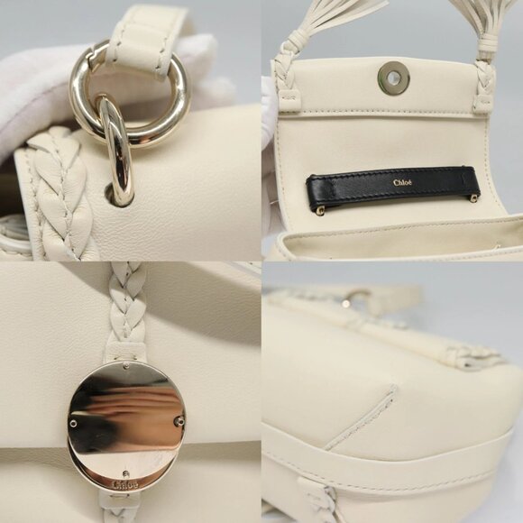 Chloe Fringe Hand Bag Leather 2way White Auth BD060AV - Picture 14 of 14